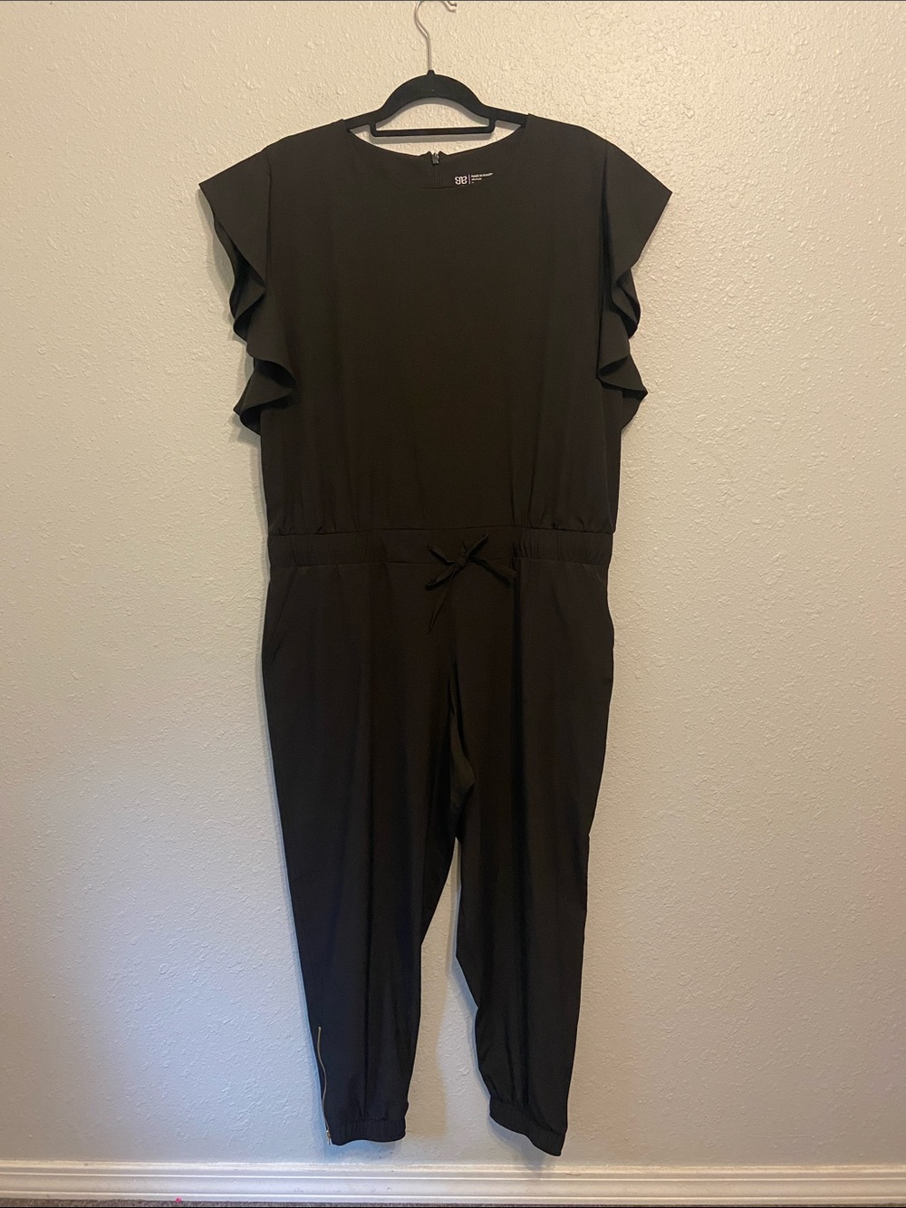 Albion Black Fit 9 to 5 Ruffle Sleeve Jumpsuit Size XL